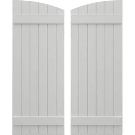 Americraft 6-Board (2 Batten) Wood Joined Board-n-Batten Shutters W/ Ellipt Top, ARW101BE621X81STH